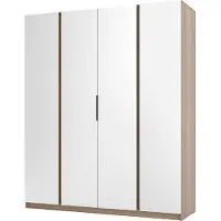 Masseno Drehtürenschrank CAGLIARI 200 cm Kleiderschrank Schlafzimmer Schrank 4-türig mit Spiegel Goldfarben
