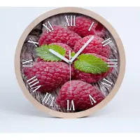 Tulup Holzuhr 30fi cm wanduhr - weiße Spitzen - Himbeeren