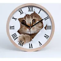 Tulup Holzuhr 30fi cm wanduhr - schwarze Spitzen - Katze