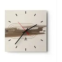 ARTTOR Wanduhr - Quadrat - Glasuhr - Abstraktion Oval Braun - 30x30cm - Schleichendes Uhrwerk - Lautlos - zum Aufhängen bereit - Dekoration Modern - Wanddekoration aus Glas - C3AC30x30-4295