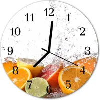 Tulup Glasuhr Wanduhr Küchenuhr Echt-Glas 30fi cm Orangen orange
