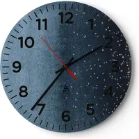 ARTTOR Wanduhr - Rund - Glasuhr - Blau Golden Hintergrund - 40x40cm - Schleichendes Uhrwerk - Lautlos - zum Aufhängen bereit - Dekoration Modern - Wanddekoration aus Glas - C4AR40x40-5094