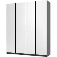 Masseno Drehtürenschrank CAGLIARI 200 cm Kleiderschrank Schlafzimmer Schrank 4-türig mit Spiegel Schwarz