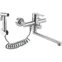 StarTech.com Küchenarmatur - Wand-Wasserhahn - 360° Schwenkbar - 3 Strahlarten - Spülbrause - 304 Edelstahl - Wassersparend - Silber