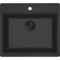 Reginox R40348 Regi Granite Spüle FLORENCE 50 mit Armaturenbank in Nero Black ab Schrankbreite 60 cm / Auflagespüle