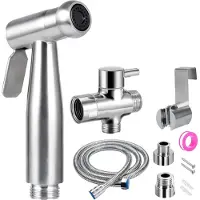 Markenlos Bidet-Sprühkopf mit Schlauch für die Toilette - Babyfeuchttuch-Waschmaschine - Edelstahlreiniger - Duschsprühkopf für Haustiere - Badezimmer-Toilette
