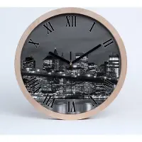 Tulup Holzuhr 30fi cm wanduhr - schwarze Spitzen - Manhattan New York