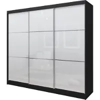 Masseno Schiebetürenschrank VITALE 240 cm Kleiderschrank Schlafzimmer Schrank 3-türig Schwarz