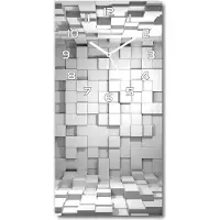 Tulup Wanduhr aus Glas – 30x60 cm - Glasbild - Glasuhr - Gehärtetes Glas -Würfel