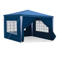 Fiqops Faziango Pavillon Partyzelt mit Seitenwänden, Reißverschlusstür & Fenstern, UV-geschützt, 3x3m Blau