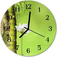 Tulup Glasuhr Wanduhr Küchenuhr Echt-Glas 30fi cm Bambus grün