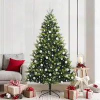 vidaXL "Schlussverkauf" Künstlicher Klapp-Weihnachtsbaum(1 pc) - Kunstbaum/Tannenbaum - mit 300 LEDs Grün 210 cm C7516