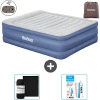 Bestway Luftmatratze - 2-Personen - 152 x 203 x 61 cm - Grau/Blau - Inklusive Zubehör