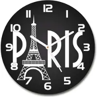 Tulup Wanduhr aus Glas 30fi Glasbild Glasuhr Gehärtetes Glas - weisse-zeiger - Paris