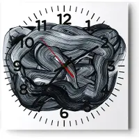 ARTTOR Wanduhr - Quadrat - Glasuhr - Abstraktion schwarz verschwommen - 30x30cm - Schleichendes Uhrwerk - Lautlos - zum Aufhängen bereit - Dekoration Modern - Wanddekoration aus Glas - C4AC30x30-4874