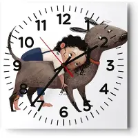ARTTOR Wanduhr - Quadrat - Glasuhr - Kind Hund Bild - 40x40cm - Schleichendes Uhrwerk - Lautlos - zum Aufhängen bereit - Dekoration Modern - Wanddekoration aus Glas - C4AC40x40-4783
