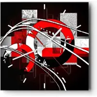 ARTTOR Wanduhr - Quadrat - Glasuhr - Grafische komposition geometrisch zahlen - 30x30cm - Schleichendes Uhrwerk - Lautlos - zum Aufhängen bereit - Dekoration Modern - Wanddekoration aus Glas - C3AC30x30-0587