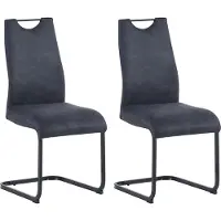 ByLiving Freischwinger 2er Set CAPRI, Vintage Mikrofaser anthrazit, Metall schwarz, mit Griff und bequemer Polsterung, Schwingstühle, Polsterstühle, Maße: B 44, H 88, T 55 cm