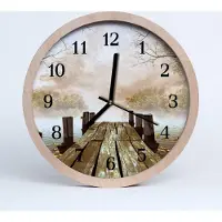 Tulup Holzuhr 30fi cm wanduhr - Brücke Landschaft