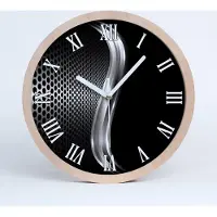 Tulup Holzuhr 25fi cm wanduhr - weiße Spitzen - Metall Abstraktion