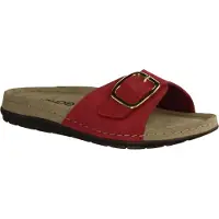Rohde 5875-43 Damenpantolette, Leder, Cherry (Rot) Weichbettung, mittlere Weite - Damenschuhe Pantolette / Zehentrenner, Rot, leder (nubuk)