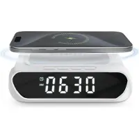 SBS 2-in-1-Wecker mit kabelloser Aufladung, Weiß