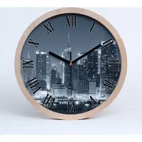Tulup Holzuhr 25fi cm wanduhr - schwarze Spitzen - Manhattan New York