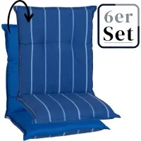 Green Spirit 6er Set Niedriglehner Auflage Tovarnik, Motiv - Uni / gestreift, blau, 98x46x8cm