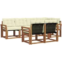 vidaXL Outdoor-Sofagarnitur 7 stk. Natur und Creme