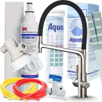ARI Flexible 3-Wege Küchenarmatur INOX Ausziehbar mit 3M AP2-C405-SG Trinkwasserfilter Untertisch Wasserfiltersystem