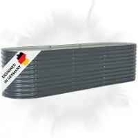 DELUKE rundes Hochbeet für Garten BLUMO | Verzinkter Stahl | Wetterfest | Gartenbeet rund Kräuterbeet Blumenbeet Frühbeet für Garten Gemüsebeet, 320x80x81cm, Grau