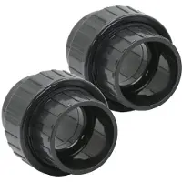Haf 2x PVC Fittings Verschraubung mit 50mm | Klebemuffe x Klebemuffe | Adapter aus grauem PVC-U | PN16 für Rohr, Poolverrohrung, Rohrleitung & Teich