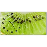 Tulup Wanduhr aus Glas – 60x30 cm - Glasbild - Glasuhr - Gehärtetes Glas - schwarze-zeiger - Kiwi