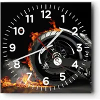 ARTTOR Wanduhr - Quadrat - Glasuhr - Zerhacker geschwindigkeit stahl mann - 40x40cm - Schleichendes Uhrwerk - Lautlos - zum Aufhängen bereit - Dekoration Modern - Wanddekoration aus Glas - C4AC40x40-2513