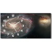 Tulup Wanduhr aus Glas – 60x30 cm - Glasbild - Glasuhr - Gehärtetes Glas - weisse-zeiger – Galaxie