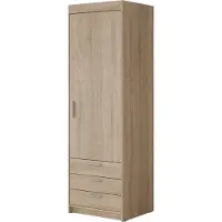 Mirjan 24 Kleiderschrank Elena 1D3S, Drehtürenschrank, Garderobe mit Drehtür und drei Schubladen, Kleiderstange (Farbe: Sonoma Eiche)