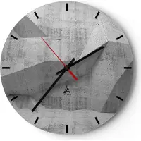 ARTTOR Wanduhr - Rund - Glasuhr - Beton Wand Grau - 30x30cm - Schleichendes Uhrwerk - Lautlos - zum Aufhängen bereit - Dekoration Modern - Wanddekoration aus Glas - C3AR30x30-4183