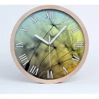 Tulup Holzuhr 25fi cm wanduhr - weiße Spitzen - Löwenzahn Samen
