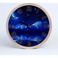 Tulup Holzuhr 25fi cm wanduhr - schwarze Spitzen - Himmel in der Nacht