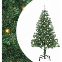 vidaXL "Schlussverkauf" Weihnachtsbaum(1 pc) - Kunstbaum/Tannenbaum - mit 150 LEDs mit Ständer Grün 150 cm PVC C7649