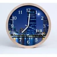 Tulup Holzuhr 30fi cm wanduhr - Nachtstadt