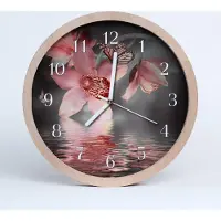 Tulup Holzuhr 30fi cm wanduhr - Orchidee Blumen