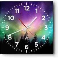 ARTTOR Wanduhr - Quadrat - Glasuhr - Aurora Polar Nacht - 30x30cm - Schleichendes Uhrwerk - Lautlos - zum Aufhängen bereit - Dekoration Modern - Wanddekoration aus Glas - C4AC30x30-3454