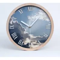 Tulup Holzuhr 30fi cm wanduhr - weiße Spitzen - Wolken im Himmel
