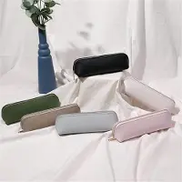 Markenlos Fyore Stiftetui, Kunstleder Etui, kleine Federmäppchen mit Reißverschluss (Kaki)