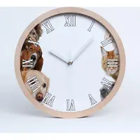Tulup Holzuhr 25fi cm wanduhr - weiße Spitzen - Hunde und Katzen