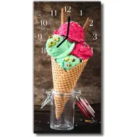 Tulup Glasuhr Wanduhr Küchenuhr Echt-Glas 30x60 Ice Mehrfarbig