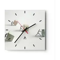ARTTOR Wanduhr - Quadrat - Glasuhr - Symbol Kugel Würfel - 30x30cm - Schleichendes Uhrwerk - Lautlos - zum Aufhängen bereit - Dekoration Modern - Wanddekoration aus Glas - C3AC30x30-4688