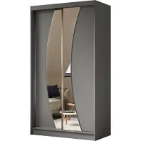 Masseno Schiebetürenschrank VOCE 120 cm Kleiderschrank Schlafzimmer Schrank 2-türig mit Spiegel Grau