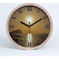 Tulup Holzuhr 20fi cm wanduhr - schwarze Spitzen - Meer Sonnenuntergang